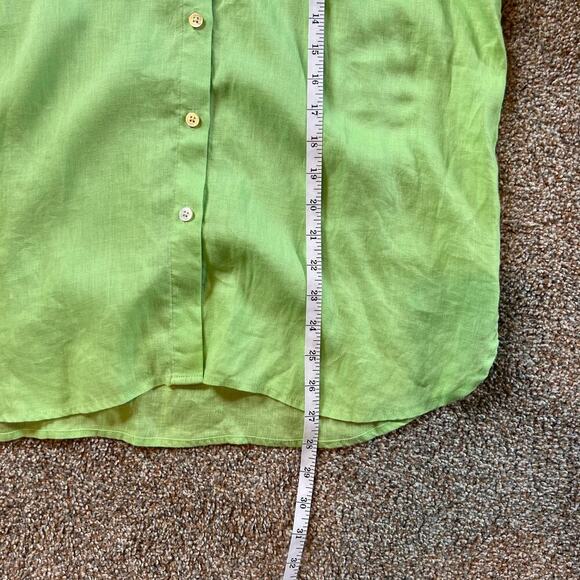 J. Jill Lime Green 100% Linen Button Down Shirt.  Size Small - Picture 7 of 8
